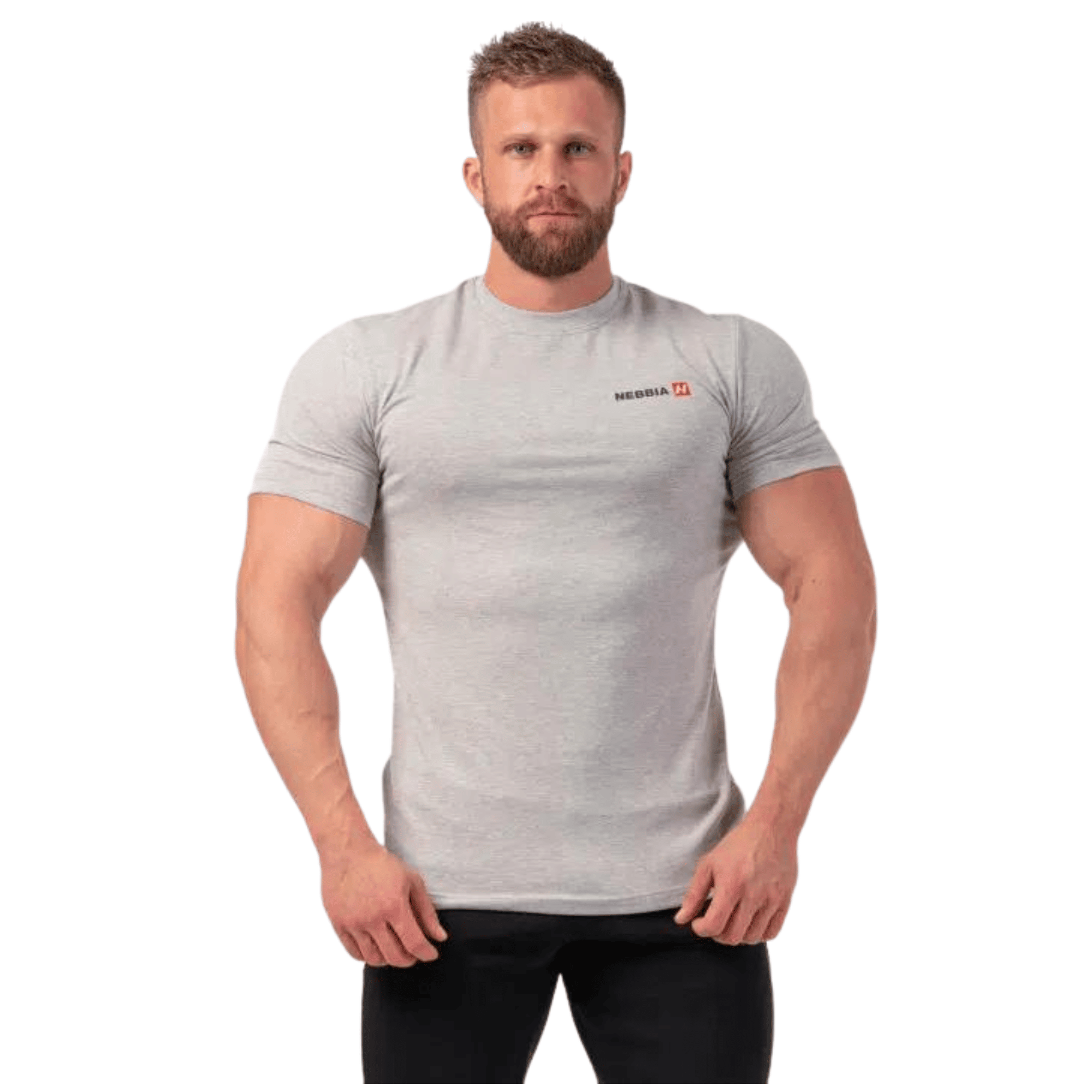 NEBBIA Minimalist Logo T-Shirt 291Light Grey